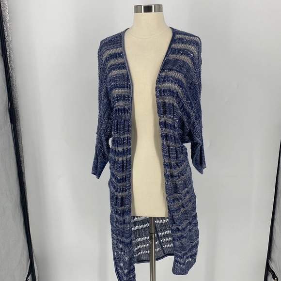 Knox Rose Crochet Sheer Long Open Front Cardigan - Picture 1 of 10